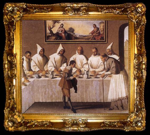 framed  Francisco de Zurbaran St Hugo of Grenoble in the Carthusian Refectory, ta009-2